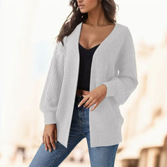 WomenKnitted Long Sleeve Cardigan Autumn Winter Open Front Drape Pockets Sweater Outerwear Coat