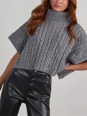 WomenLoose Short-sleeved Turtleneck Knit Summer Autumn Lady Sweater