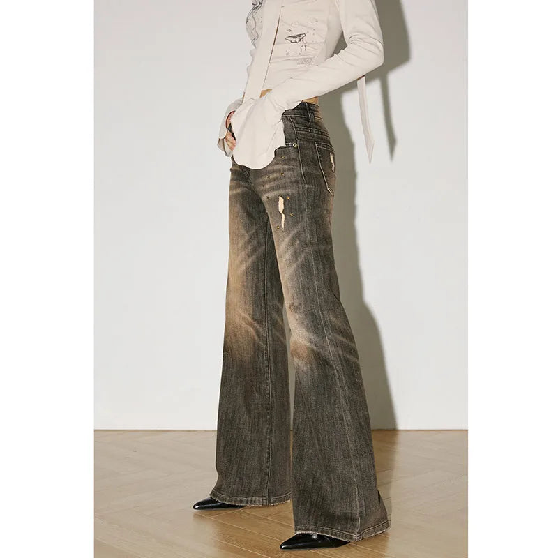 Retro Streetwear High Waist Wide Leg Denim Pants