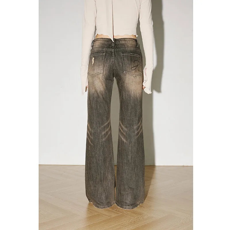 Retro Streetwear High Waist Wide Leg Denim Pants