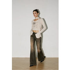 Retro Streetwear High Waist Wide Leg Denim Pants