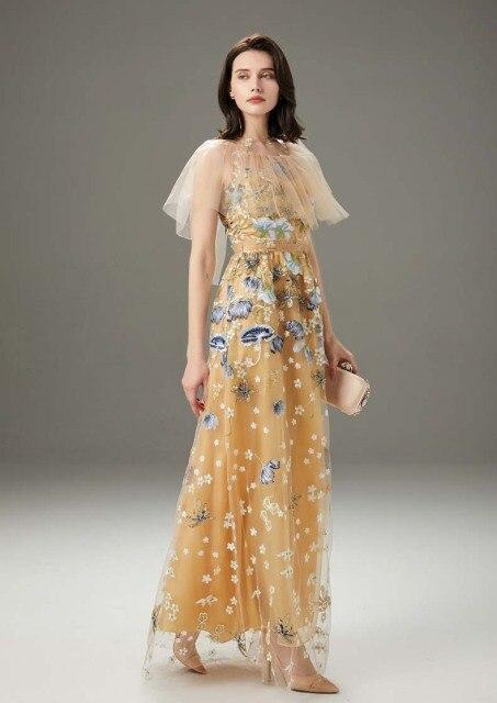 Layered Ruffles Elegant Long Party Prom Dressess