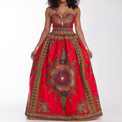 V Neck Printing Maxi Dress Sleeveless Floor-length Wrapped Chest Casual Dress Beach Holiday Dress