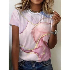3D Floral Round Neck Casual T-Shirt