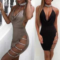 Sleeveless Bandage Bodycon Dress Ladies Summer Evening Party Clubwear Slim Short Mini Dress