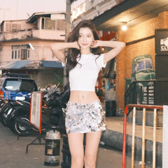 Nude Stretch Texture Waist Base Modal Graphic T-shirt