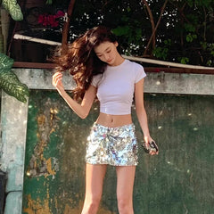 Nude Stretch Texture Waist Base Modal Graphic T-shirt