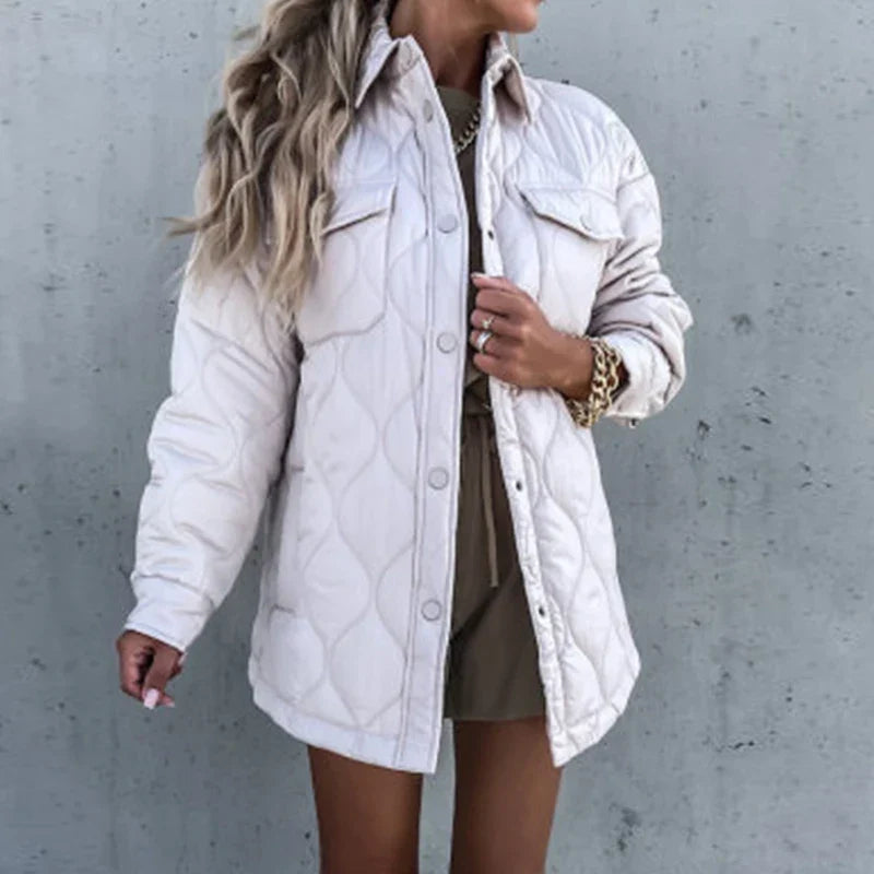 Pocket Casual Cotton Coats Woman Jackets New Loose Buttoned Thick Parkas Coat