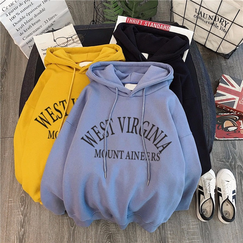 Velvet Thick Letter Print Hoodie