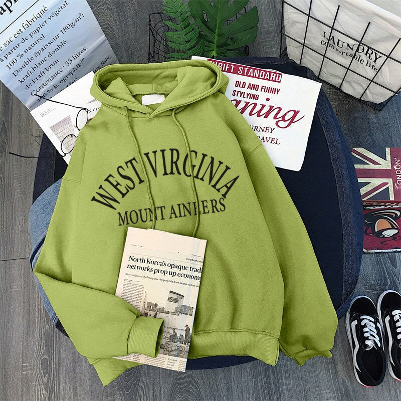 Velvet Thick Letter Print Hoodie