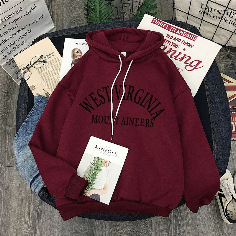 Velvet Thick Letter Print Hoodie