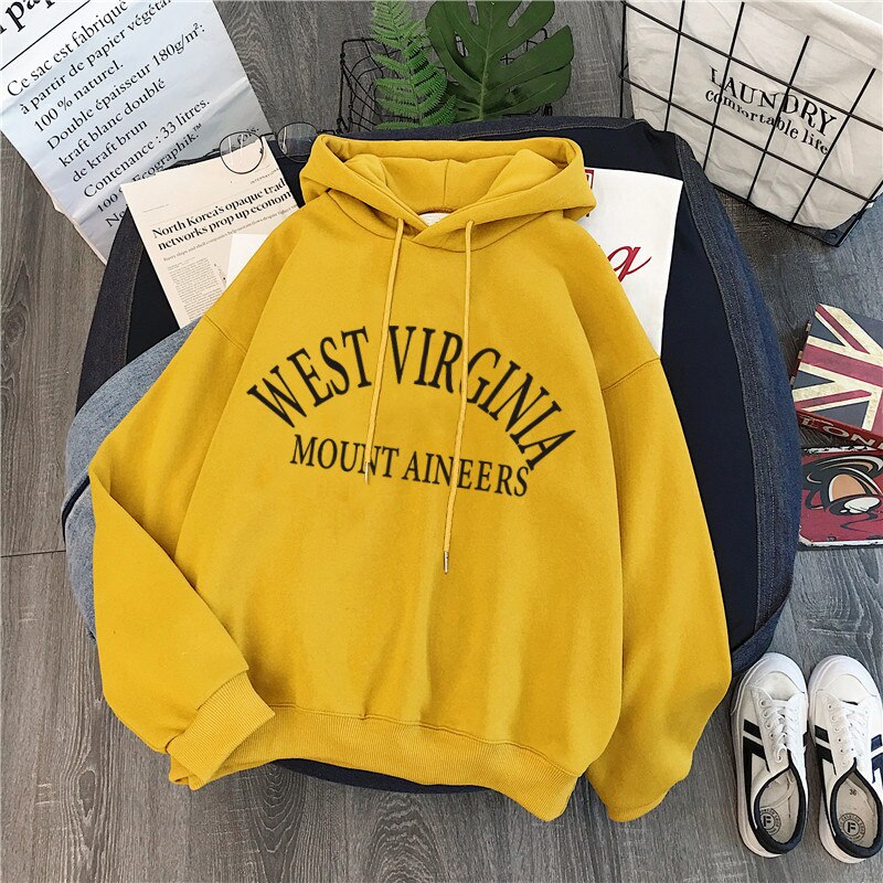 Velvet Thick Letter Print Hoodie