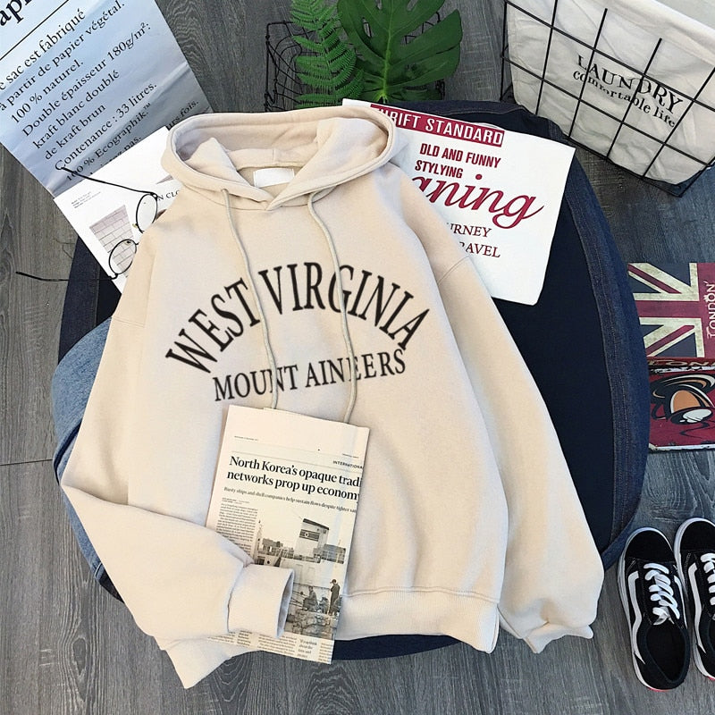 Velvet Thick Letter Print Hoodie