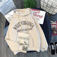 Velvet Thick Letter Print Hoodie