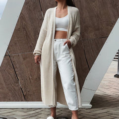 Casual Long Knitted Cardigan sweater Jacket V-Neck Full Cardigans