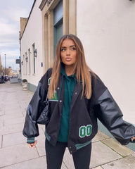 WomenHigh Street Hip Hop Loose Stitching Autumn New Oversized Coat