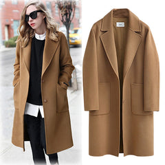 Wool Baggy Long Solid Simple All-match Overcoat