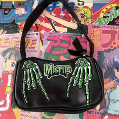 Y2K Gothic Letter Skull Hip-Hop Shoulder Bag Street Trendy Tote Bag