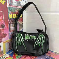 Y2K Gothic Letter Skull Hip-Hop Shoulder Bag Street Trendy Tote Bag