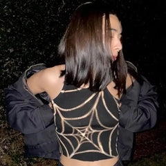 Spider Web Gothic Graphic Crop Top