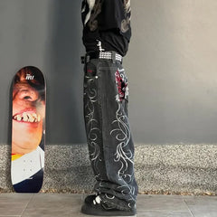 Y2K Streetwear Baggy Jeans Men Hip Hop Vintage Wide Leg Pants