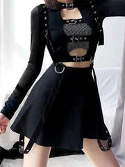 Black Gothic Hollow Out Aesthetic Top