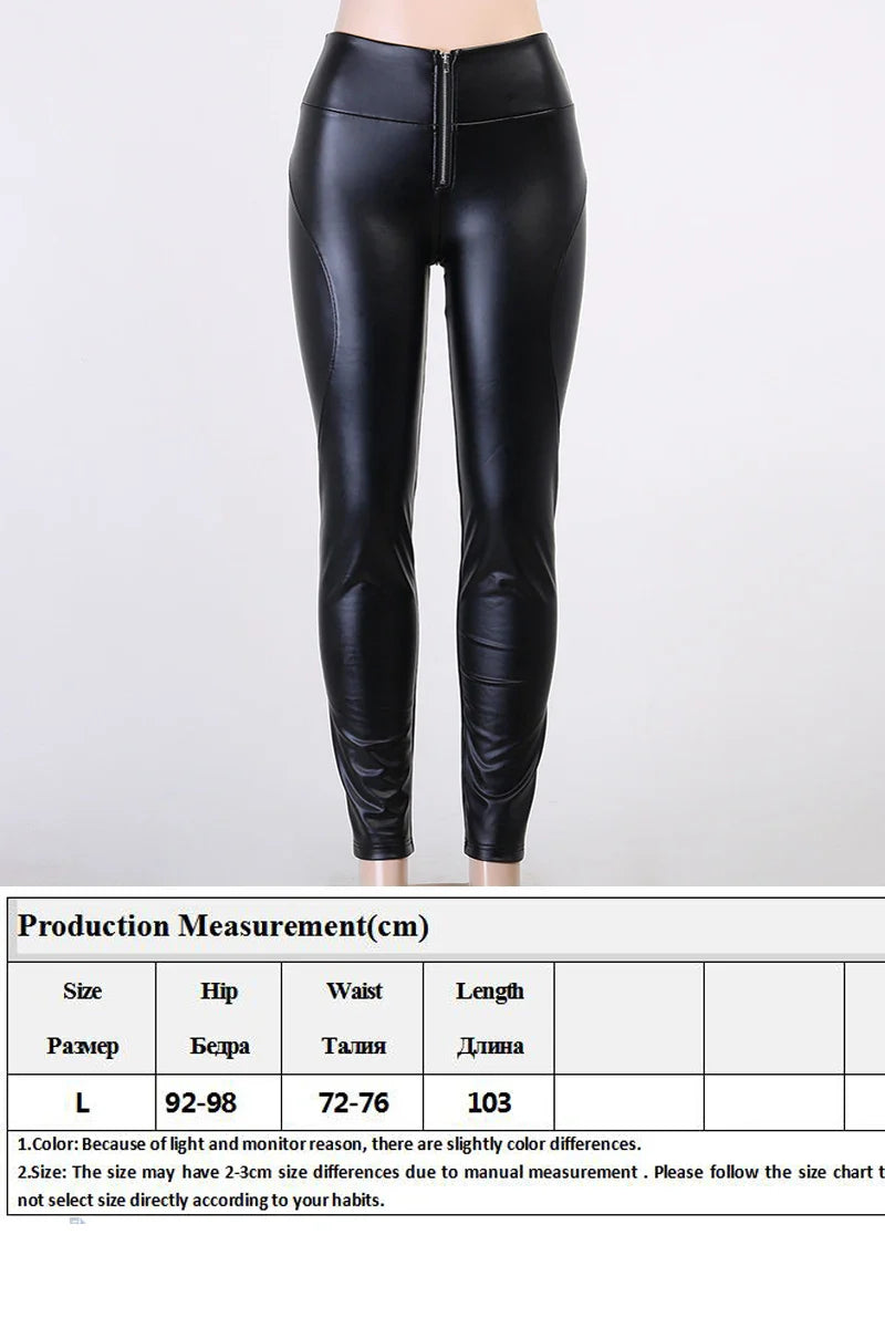 High Waist PU Leather Pencil  Push Up Bubble Butt Zipper Bottom