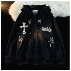 Y2k Rhinestone Skeleton Goth Hoodie