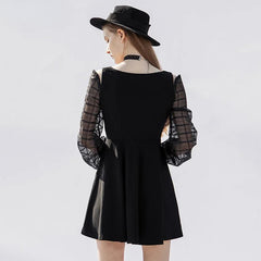 WomenGothic V-neck  Long Sleeve Off-the-shoulder Dress