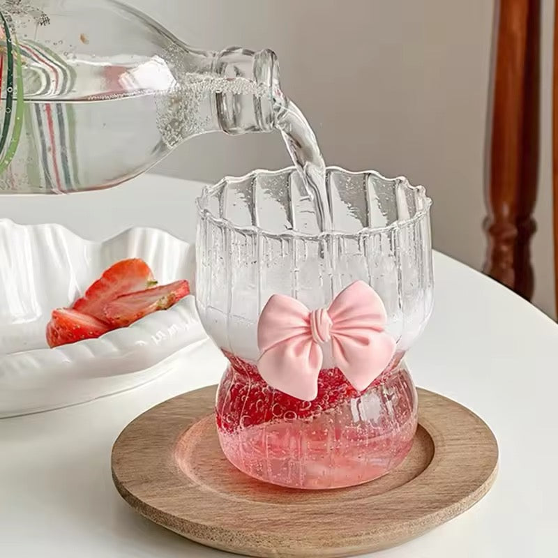 Coquette Pink Bow Glass Cup
