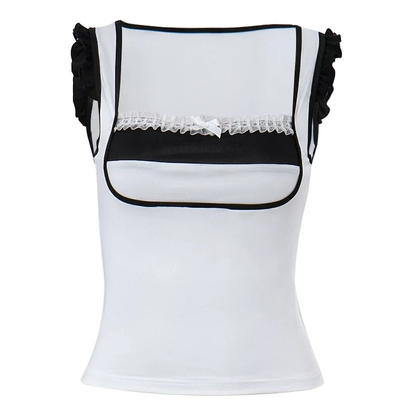 Y2K Lace Patchwork Crop Top
