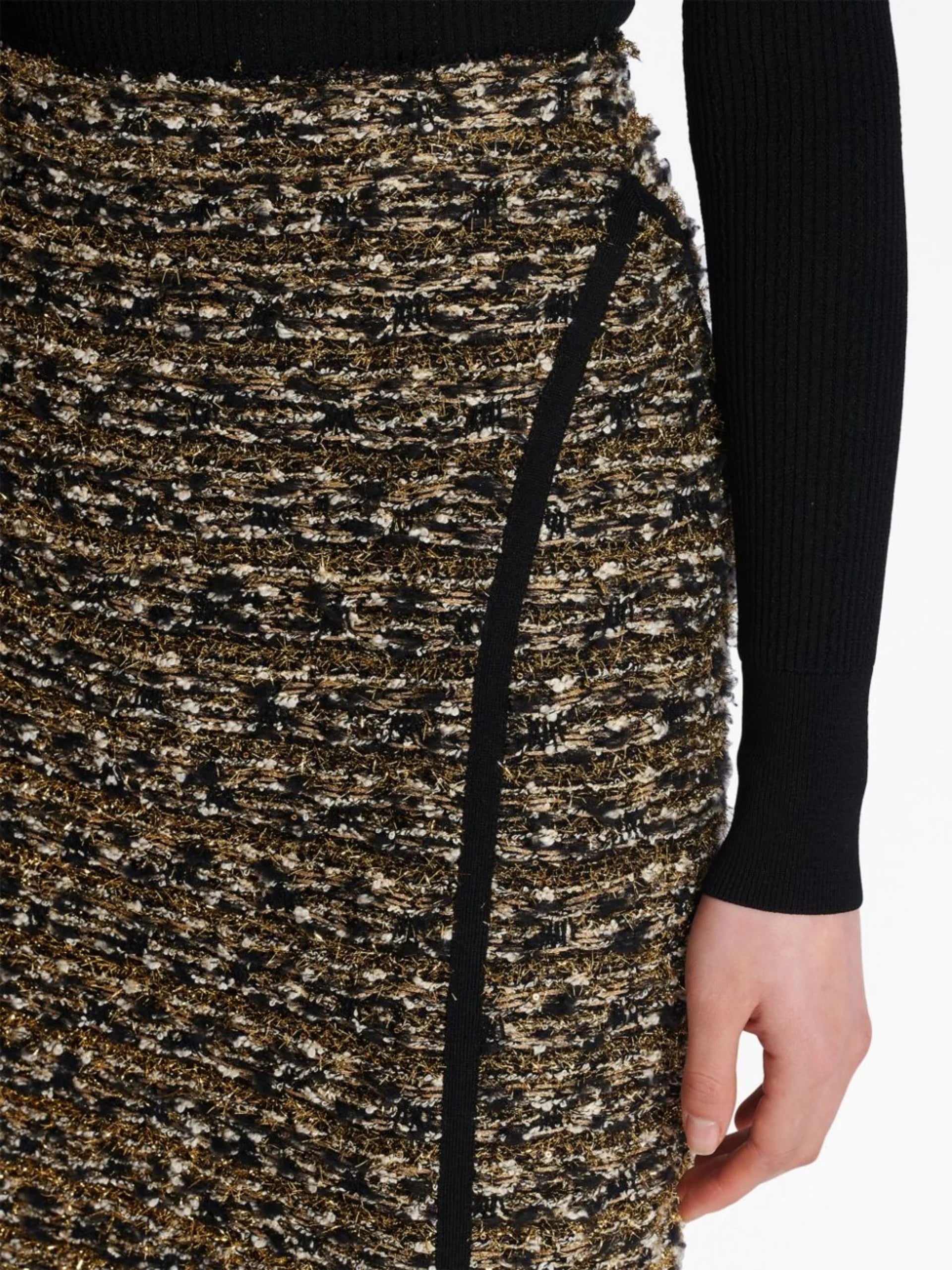 BROWN LUREX TWEED PENCIL SKIRT