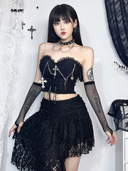 Gothic Harajuku Strapless E Girl Grunge Crop Top