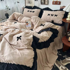 Aesthetic Pink Bedding Set with Bow