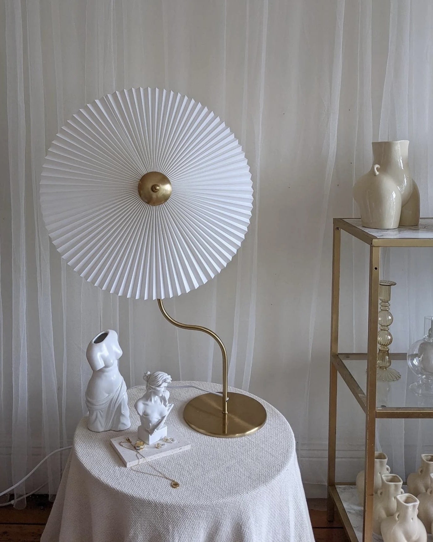 Pleated Brass Table Lamp
