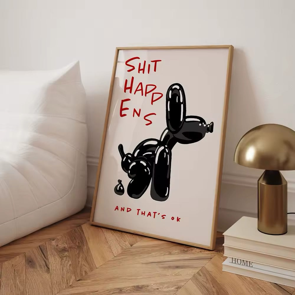 Black Balloon Dog Poster