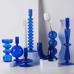 Blue Candle Holder Vase