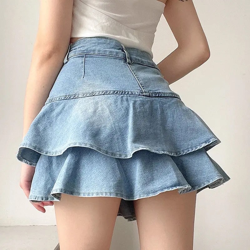 Y2K Coquette Vintage Denim Skirt