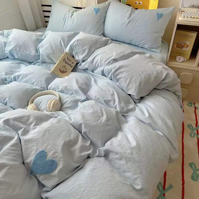 Blue Heart Bedding Set