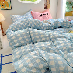 Beige Striped Cotton Bedding Set