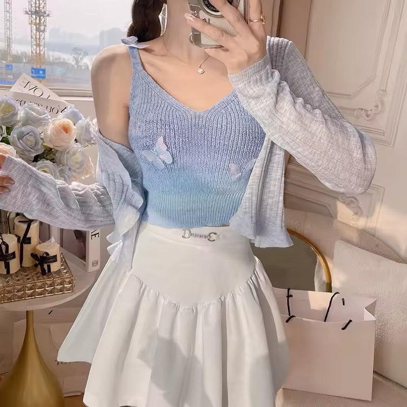 Gradient Butterfly Crop Top