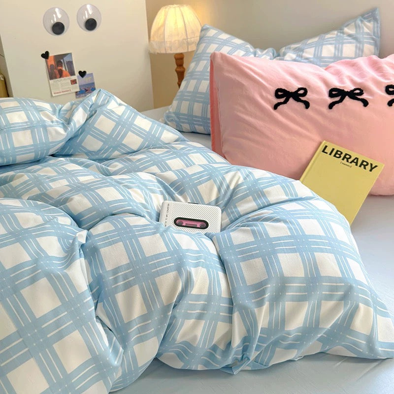 Blue Plaid Bedding Set