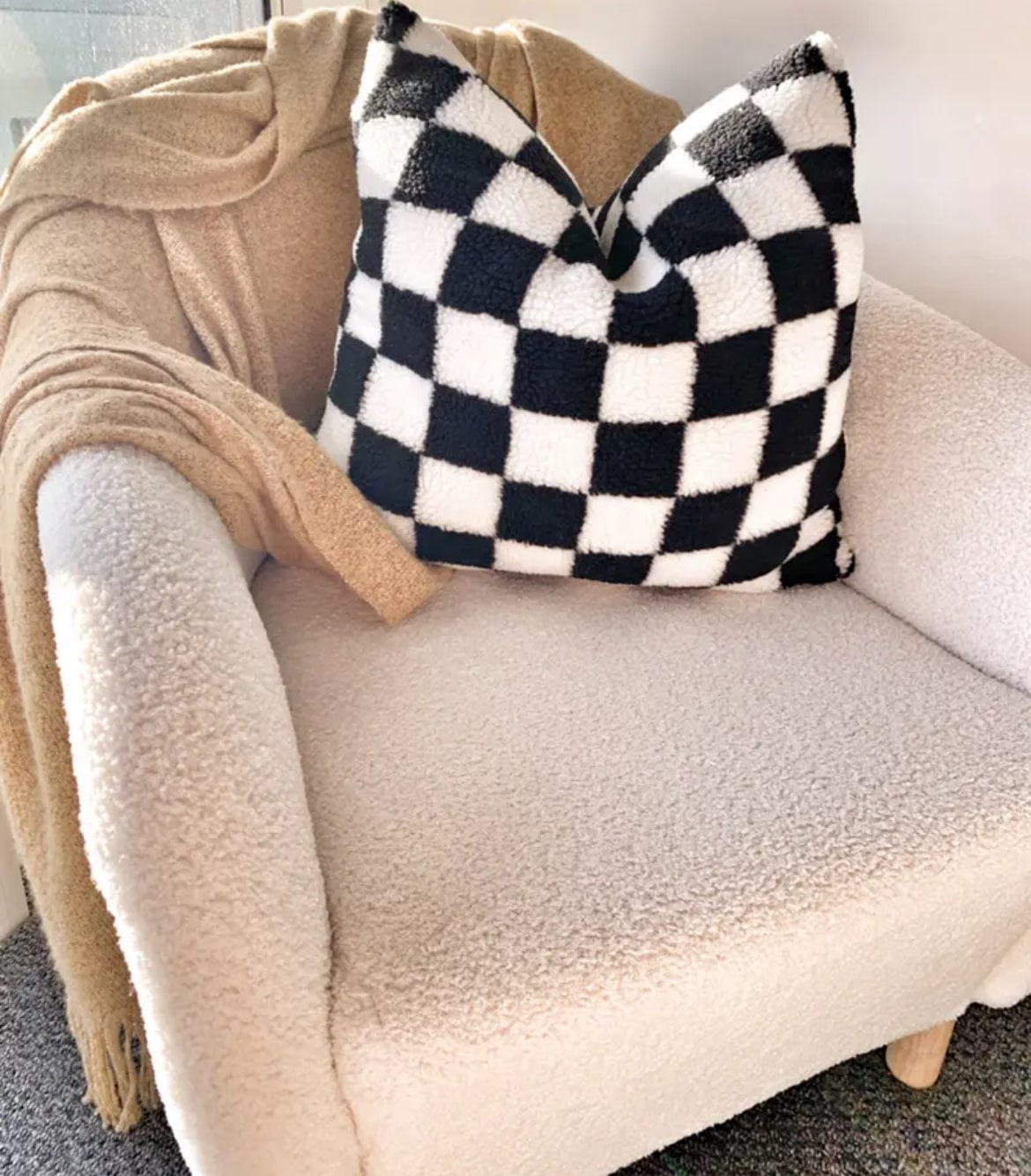 Lamb Fleece Checkerboard Pillow