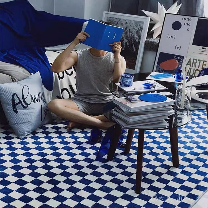 Handmade Retro Checkerboard Rug