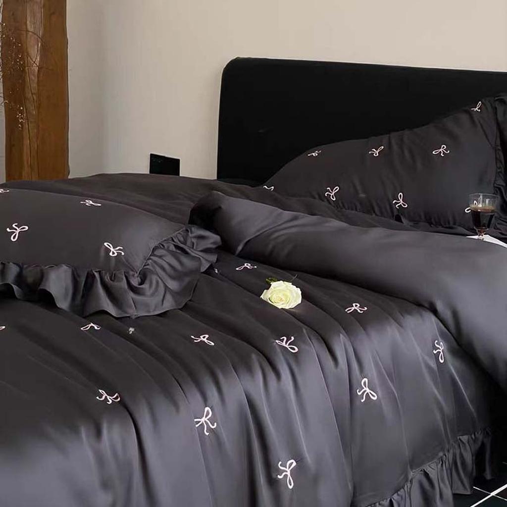 Chic Bow Embroidery Duvet Cover