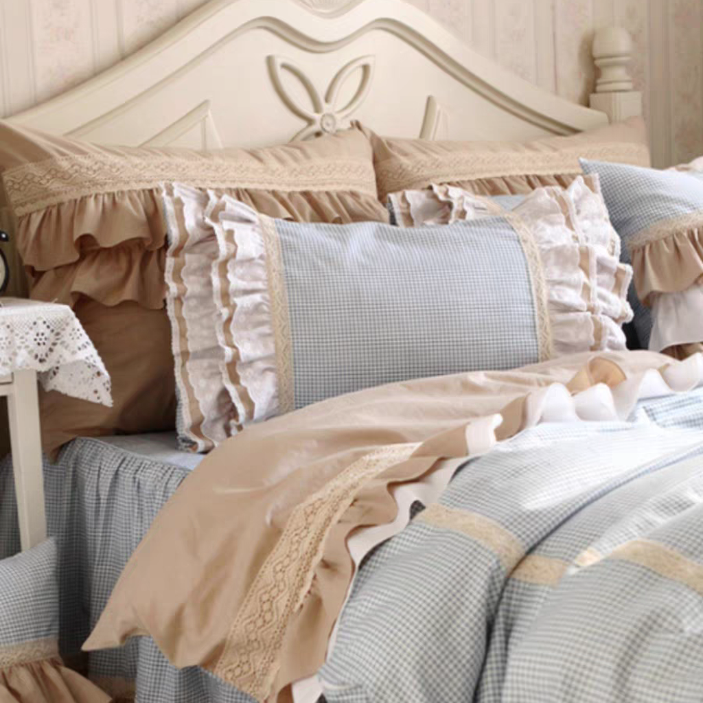 Classic Mini Check Lace Ruffle Duvet Cover