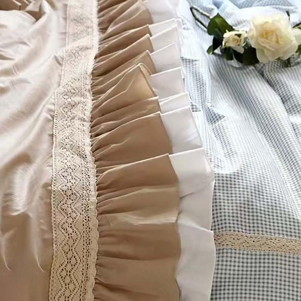 Classic Mini Check Lace Ruffle Duvet Cover