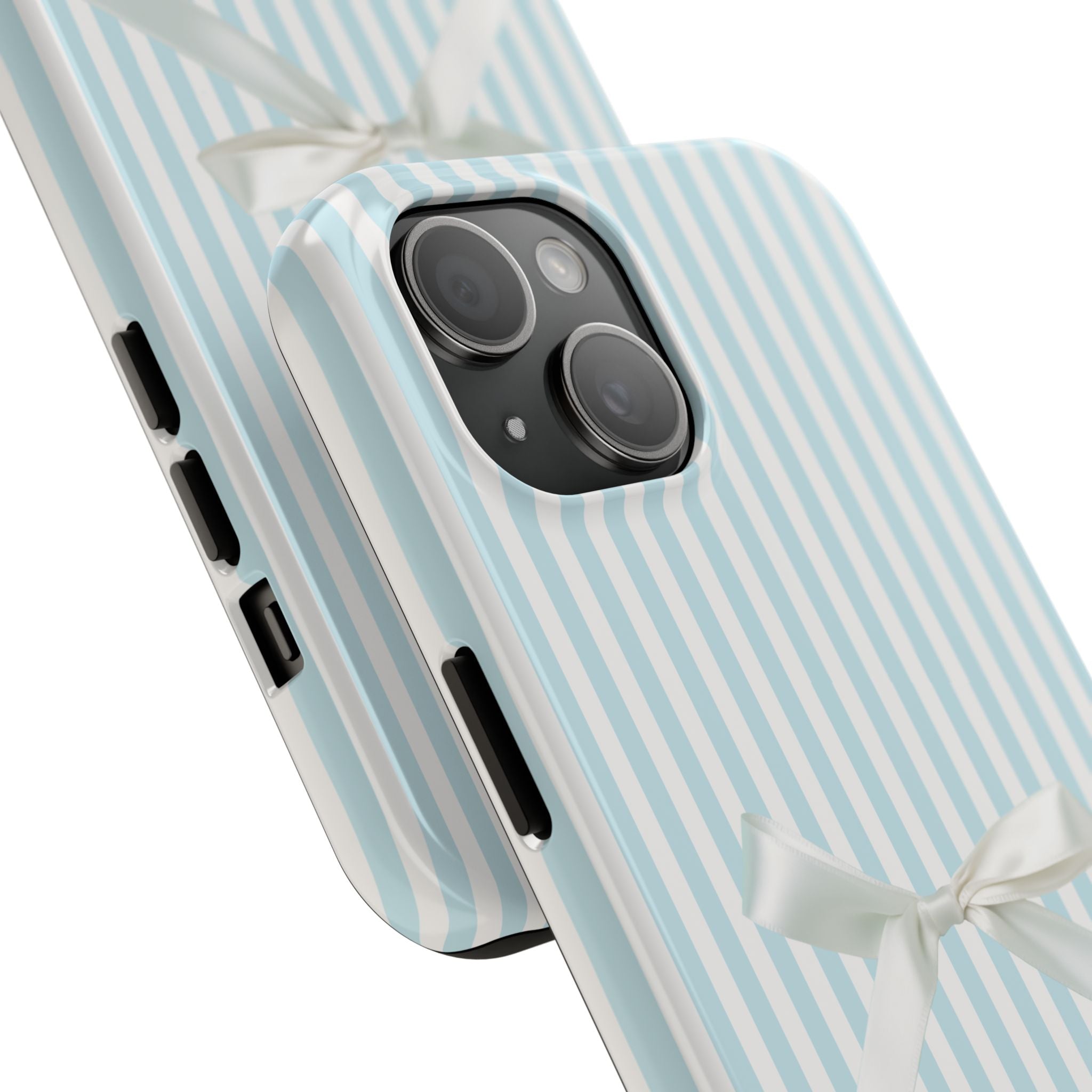 Blue Striped Bow iPhone Case