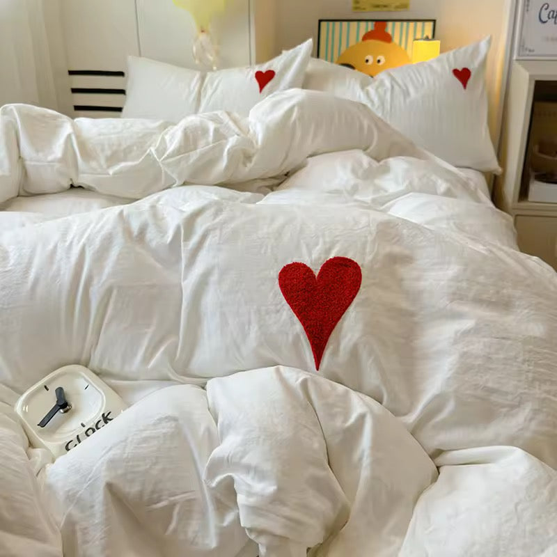 White Heart Coquette Bedding Set