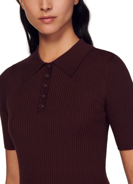 COLLARED RIBBED SWEATER